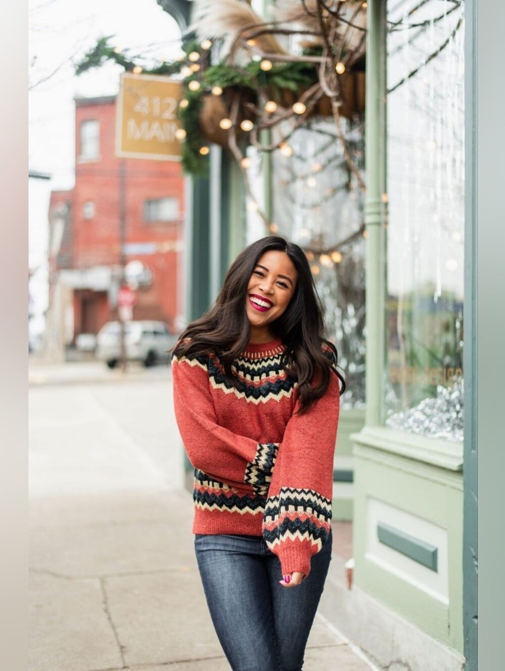 Modcloth Sweet Rain Fair Isle Pullover Balloon Long-Sleeve Cozy Festive Sweater